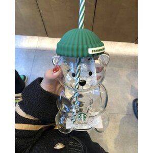 Starbucks Barista Bear Cup Limited Edition Glass Cup New